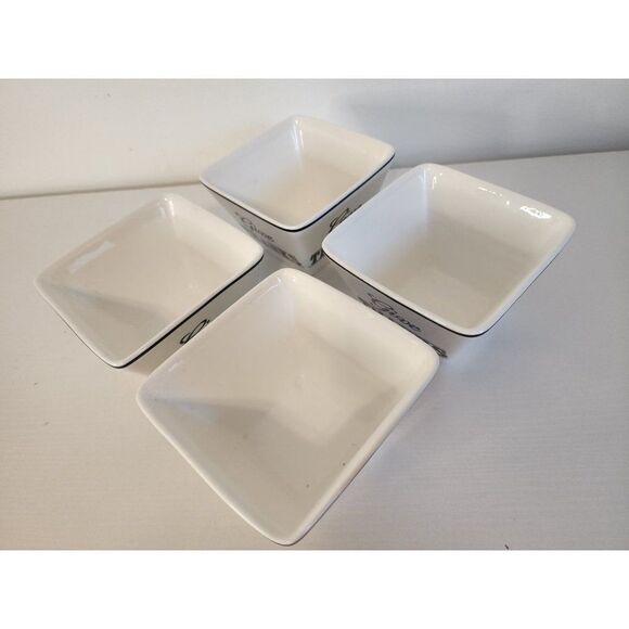 Set of 4 Give Thanks Black & White Small Appetizer Bowls - Picture 3 of 8